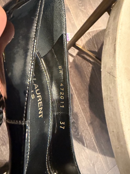 Yves Saint Laurent Glossy Black Patent YSL Logo-Heel Pumps - Picture 5 of 6